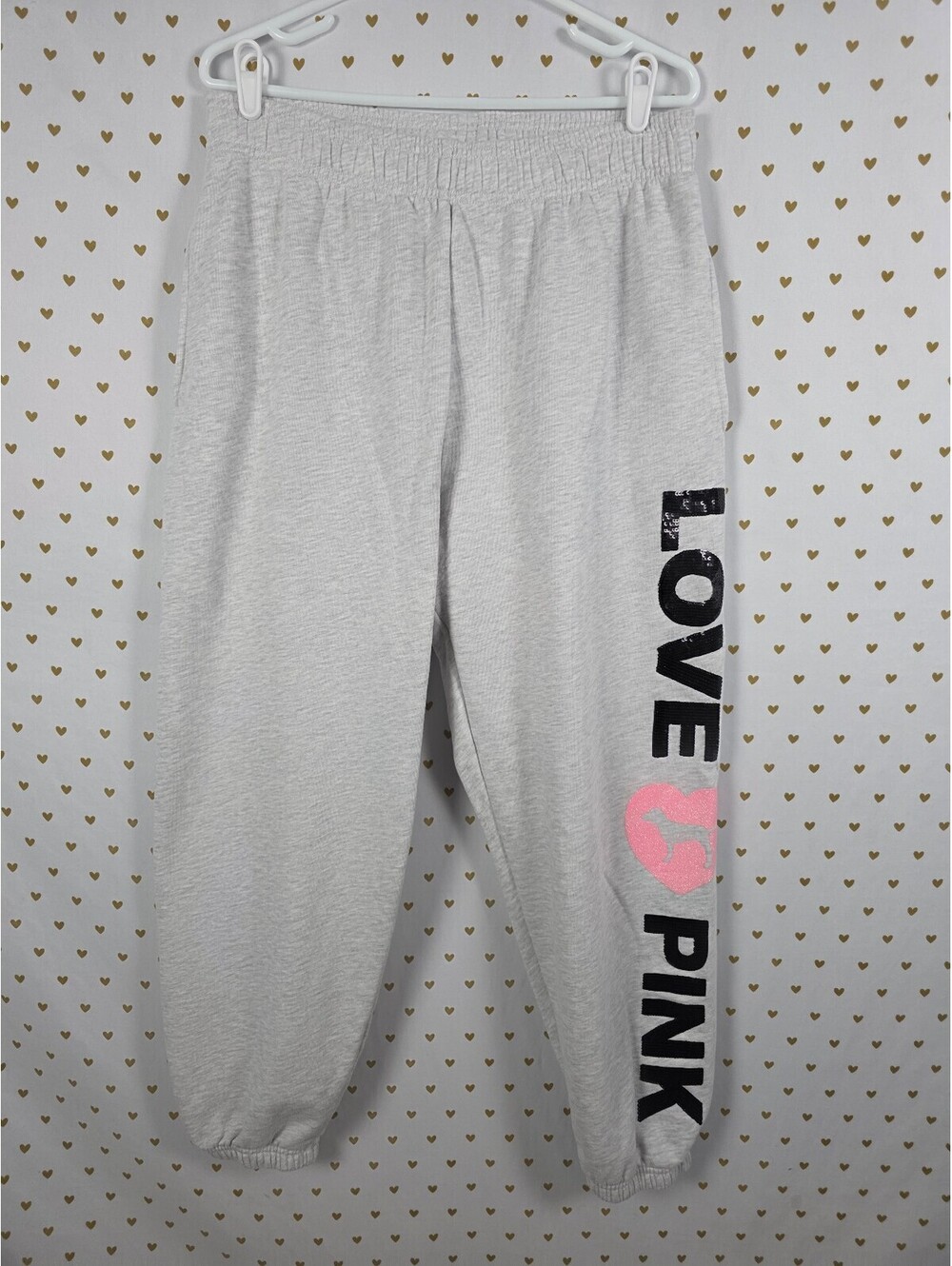 Victorias Secret PINK BLING Campus Originals Sweats Pockets Sweatpants LARGE